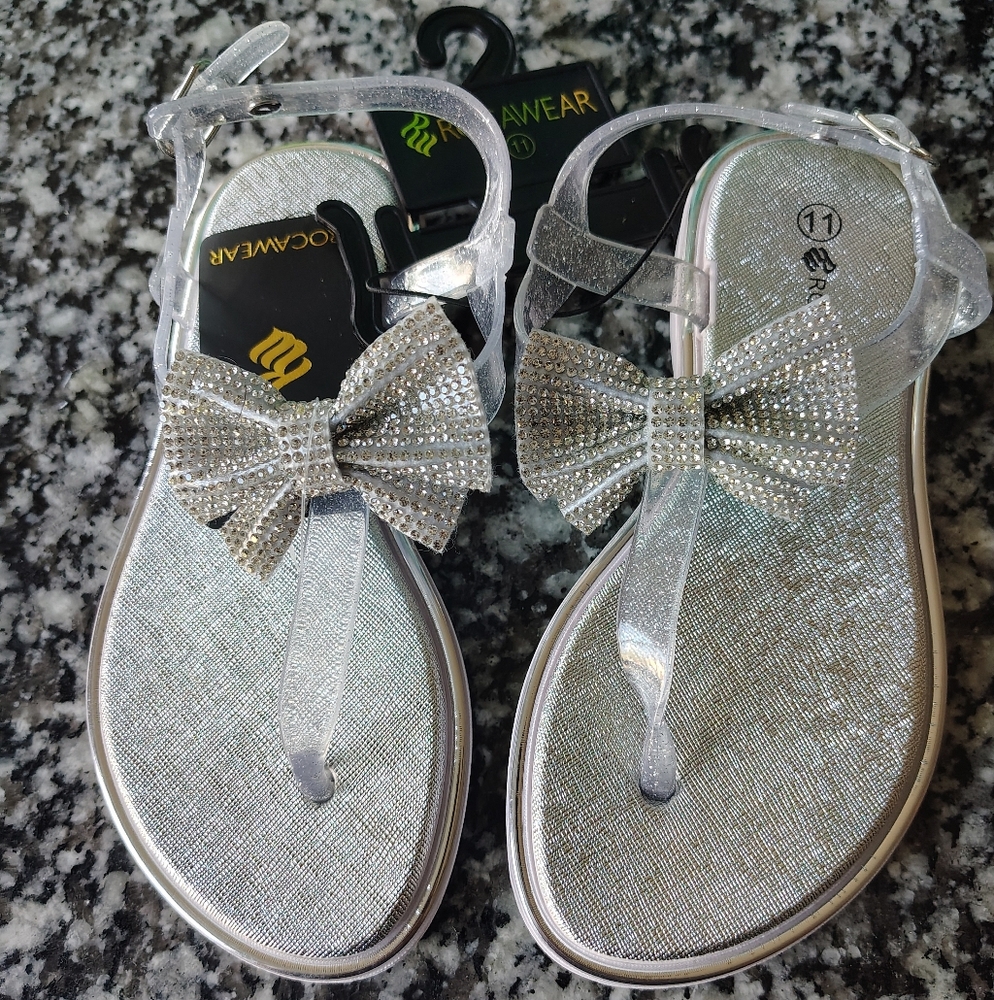 Rocawear Shimmering Silver Bow Sandals